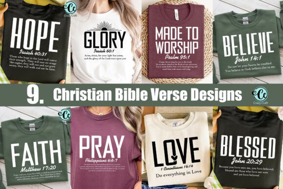 Bible Verse SVG PNG Bundle, Christian T-Shirt Designs