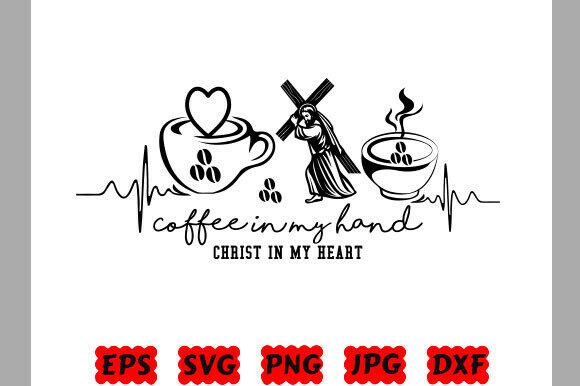 Christian Coffee SVG PNG, Line Art for T-Shirt Designs