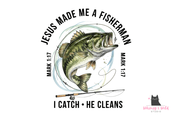 Christian Fishing Bass PNG Design for T-Shirt Designs