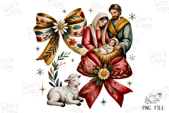Coquette Jesus Christmas, Christian PNG for T-Shirt Designs
