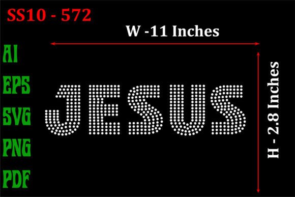 Jesus Rhinestone Template Ss10 Format T-Shirt Designs