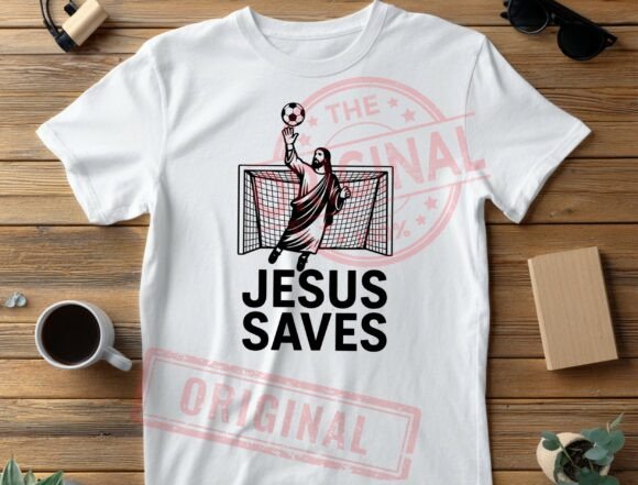 Jesus Saves PNG, Soccer Goal PNG T-Shirt Designs