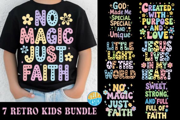 Retro Christian Kids Svg Png Bundle for T-Shirt Designs